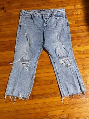 Express Light Blue Distressed Boyfriend Jeans